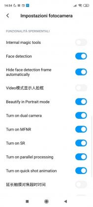 menu CIT fotocamera xiaomi